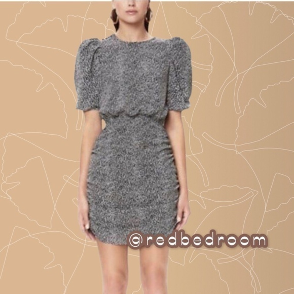 AFRM Gray Puff Sleeve Mini Dress